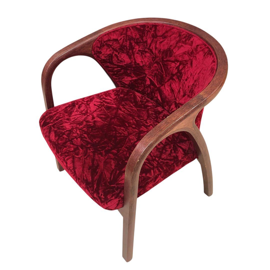 天童木工 アームチェア 曲げ木 ベロア生地 ヴィンテージ・アンティーク家具