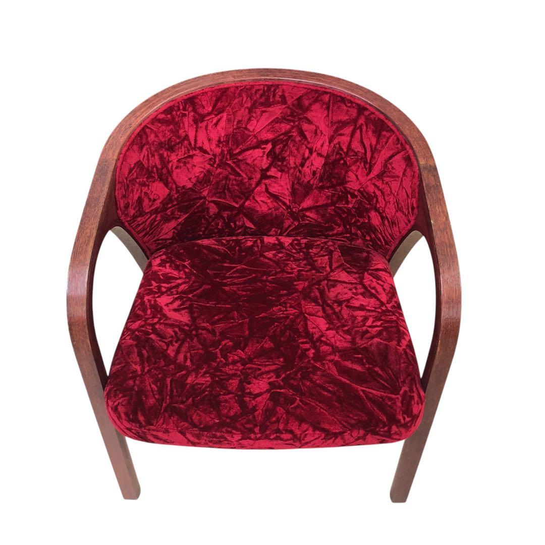 天童木工 アームチェア 曲げ木 ベロア生地 ヴィンテージ・アンティーク家具