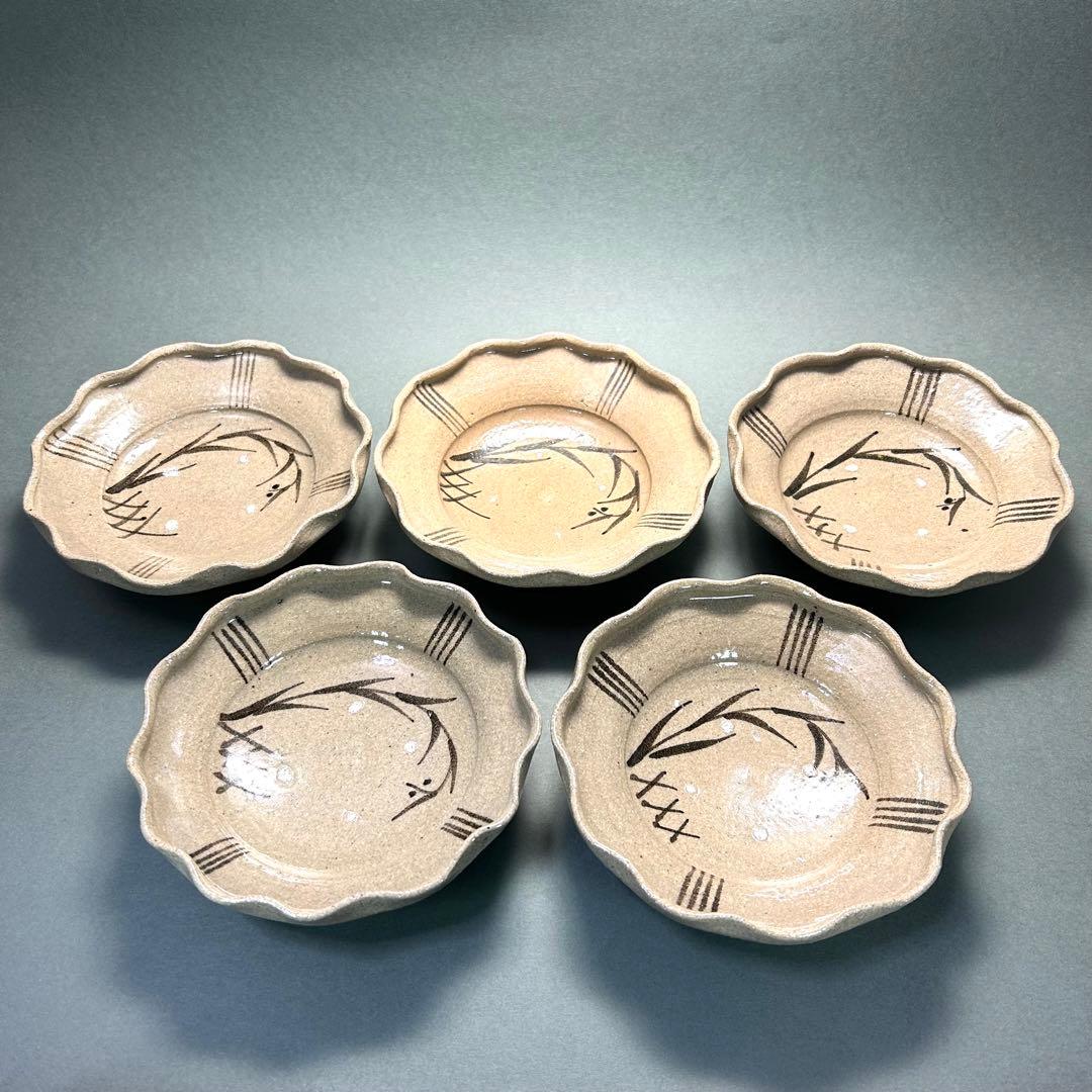 グ*マ様 銘々皿　唐津焼　『太郎右衛門　絵唐津』　中里太郎右衛門　五客　陶器皿