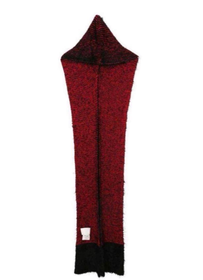 ORIMI マフラーフード付きニットスカーフ 赤黒