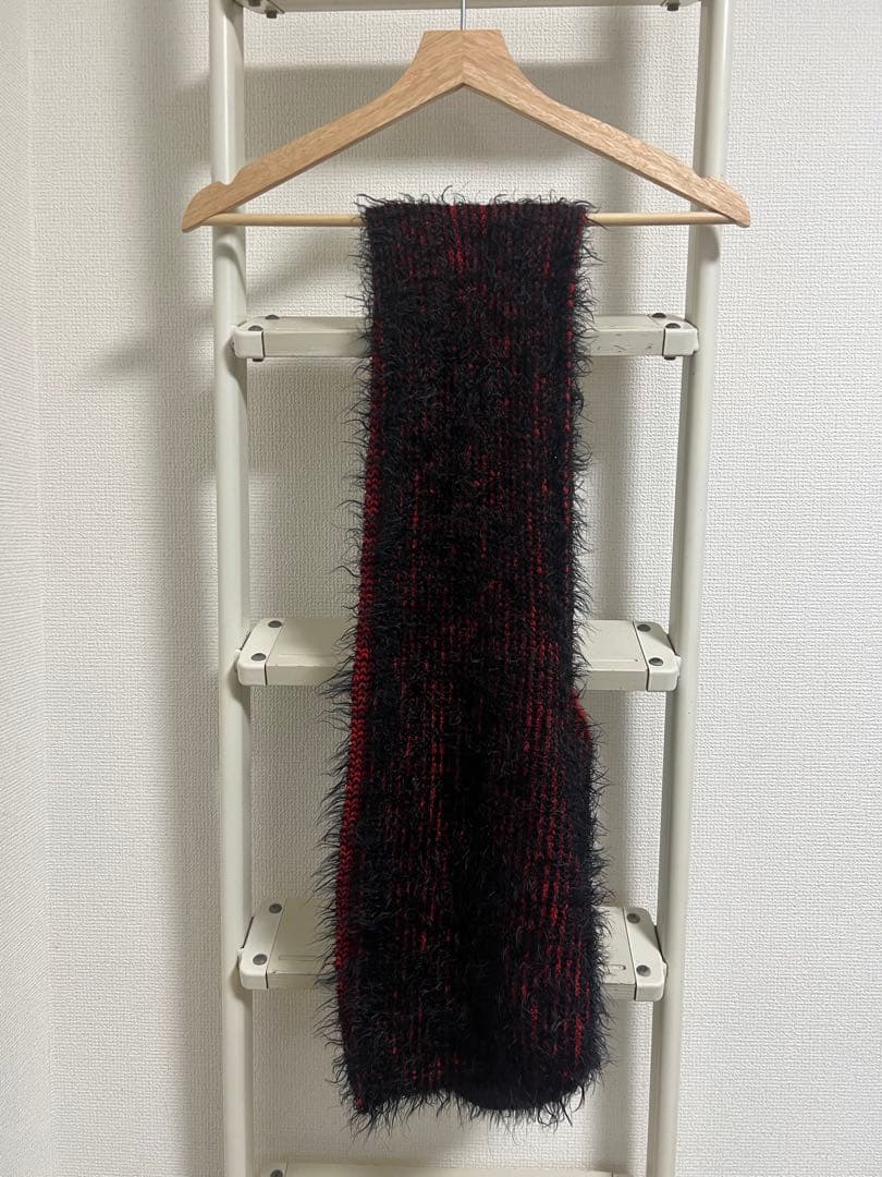 ORIMI マフラーフード付きニットスカーフ 赤黒