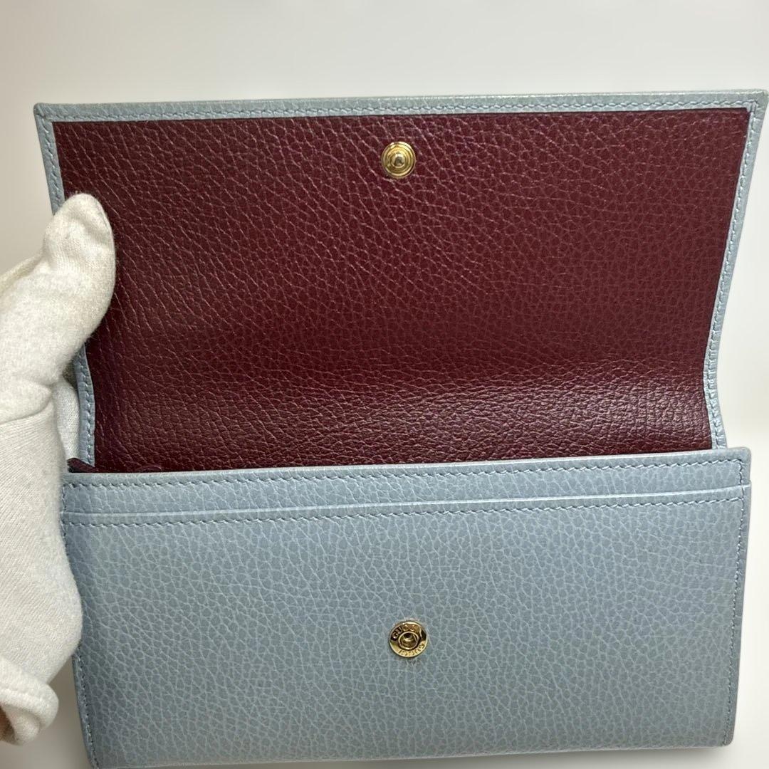 GUCCI ライトグレー　レザー 長財布