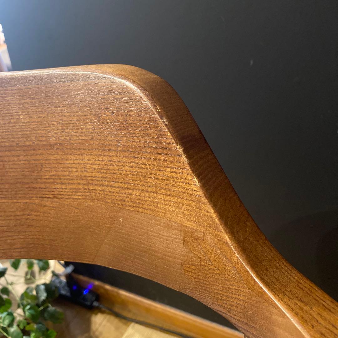 天然木　無垢材　アーム付きダイニングチェア　4脚セット