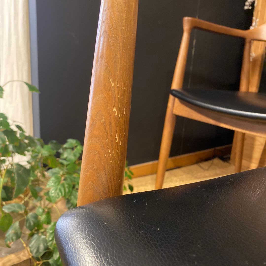 天然木　無垢材　アーム付きダイニングチェア　4脚セット