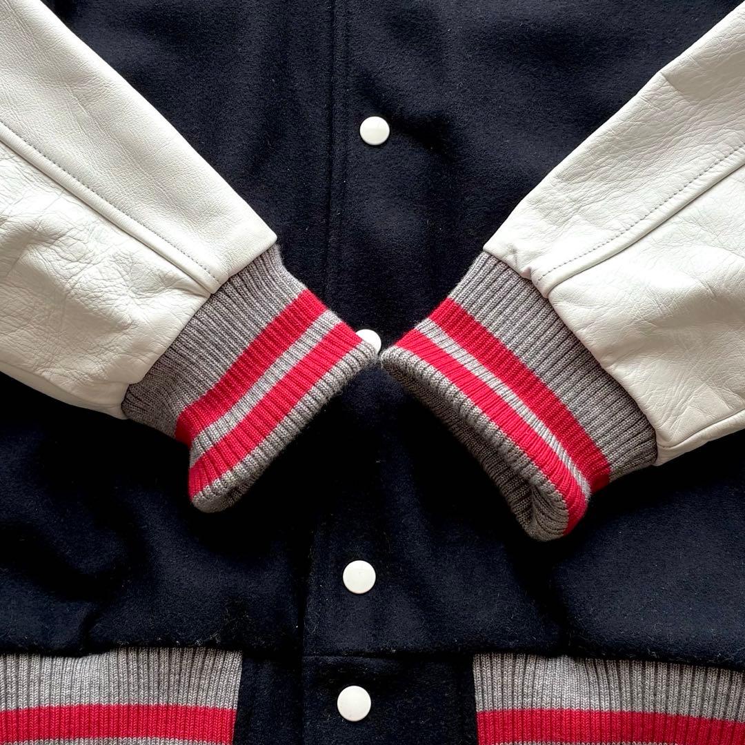 【人気 XL】カンタベリー レザー切替 スタジャン キルティング 刺繍 ワッペン