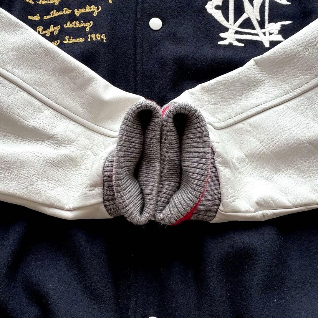 【人気 XL】カンタベリー レザー切替 スタジャン キルティング 刺繍 ワッペン