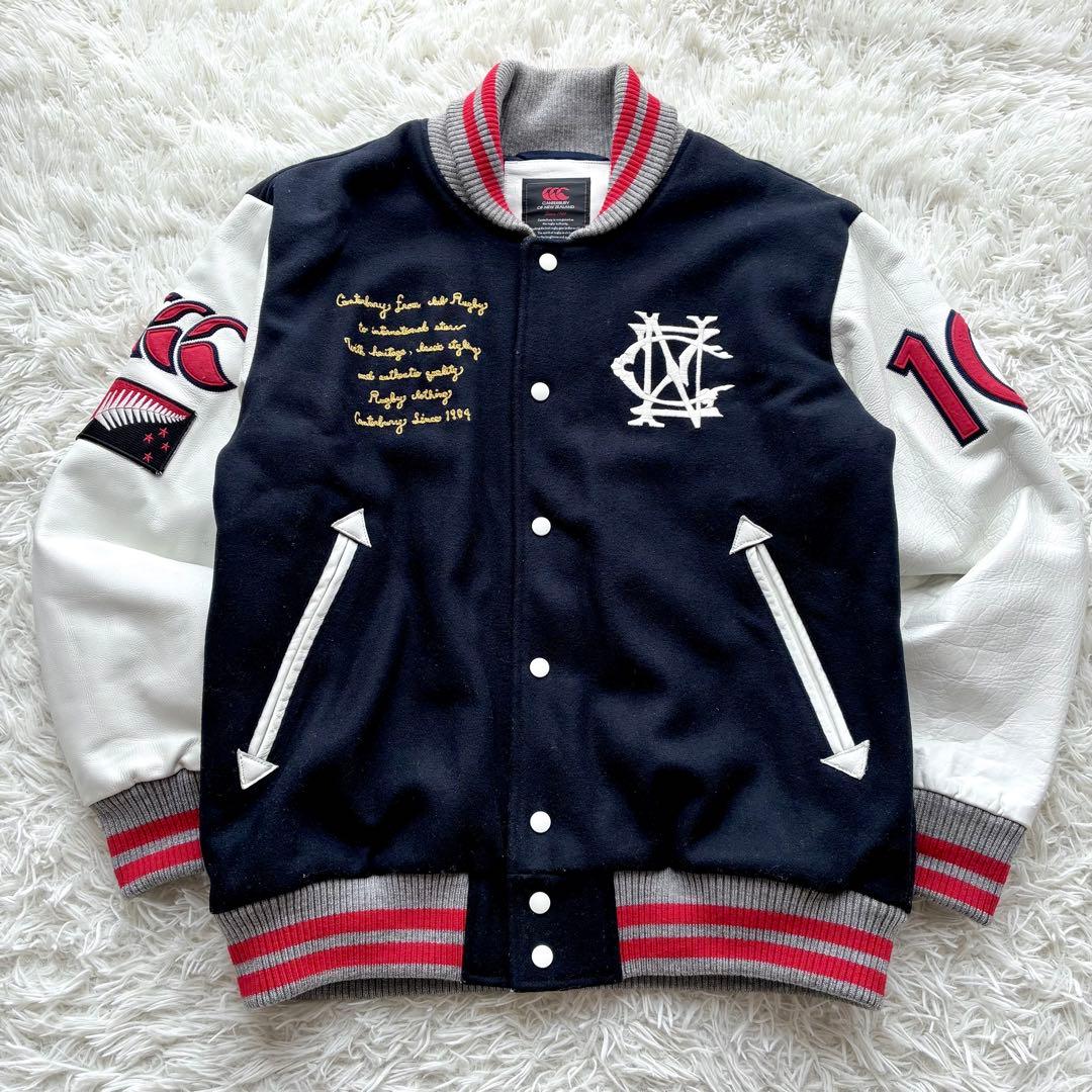 【人気 XL】カンタベリー レザー切替 スタジャン キルティング 刺繍 ワッペン