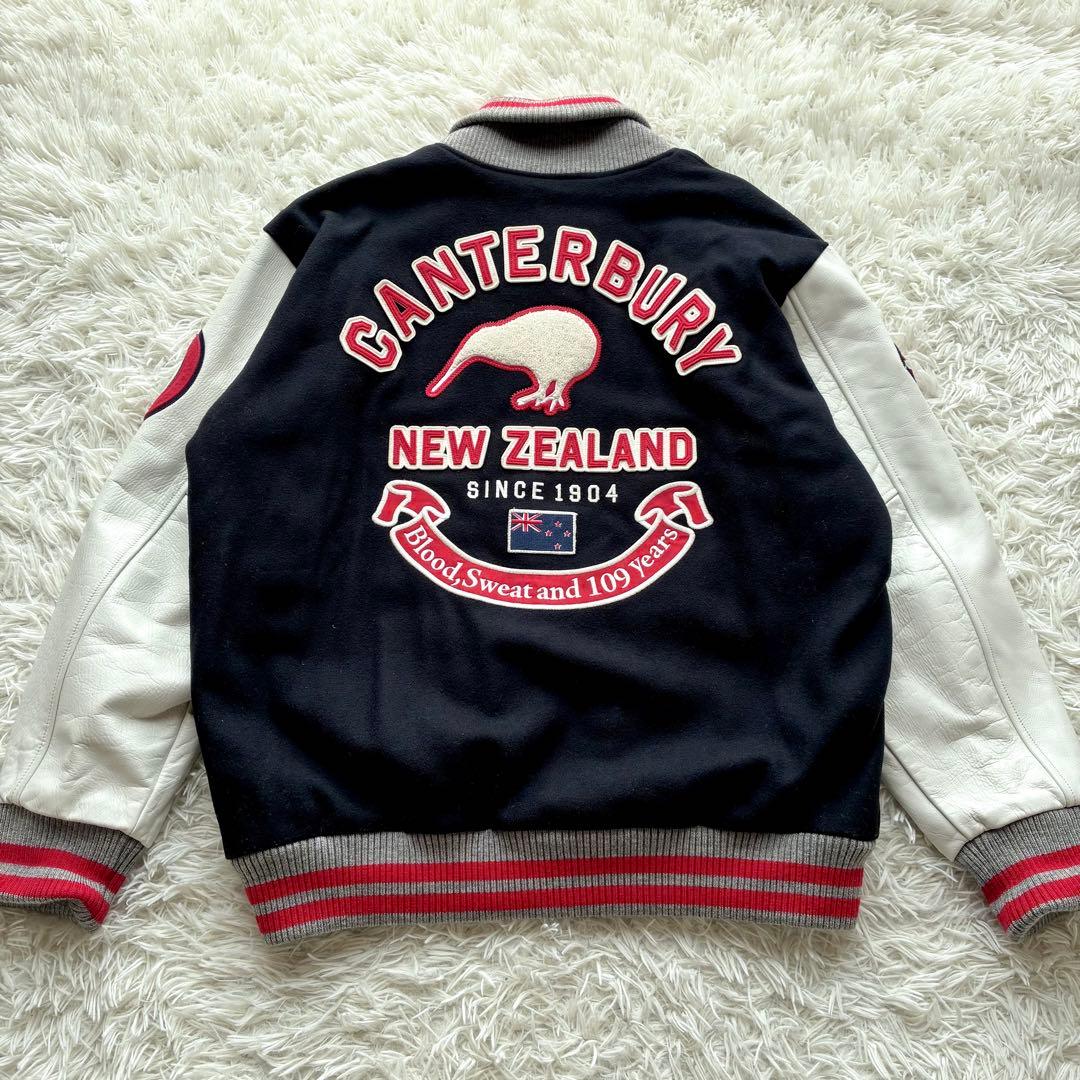【人気 XL】カンタベリー レザー切替 スタジャン キルティング 刺繍 ワッペン