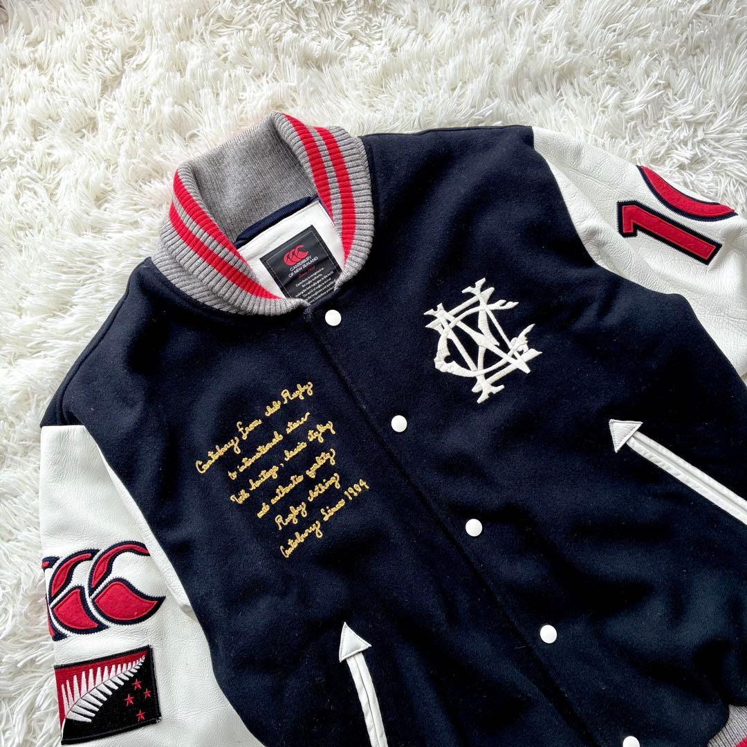 【人気 XL】カンタベリー レザー切替 スタジャン キルティング 刺繍 ワッペン