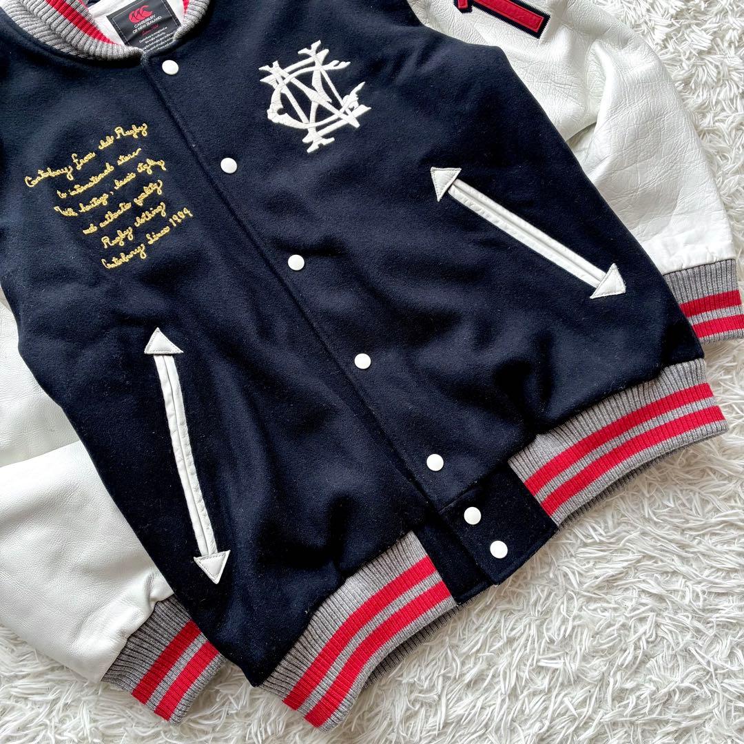 【人気 XL】カンタベリー レザー切替 スタジャン キルティング 刺繍 ワッペン