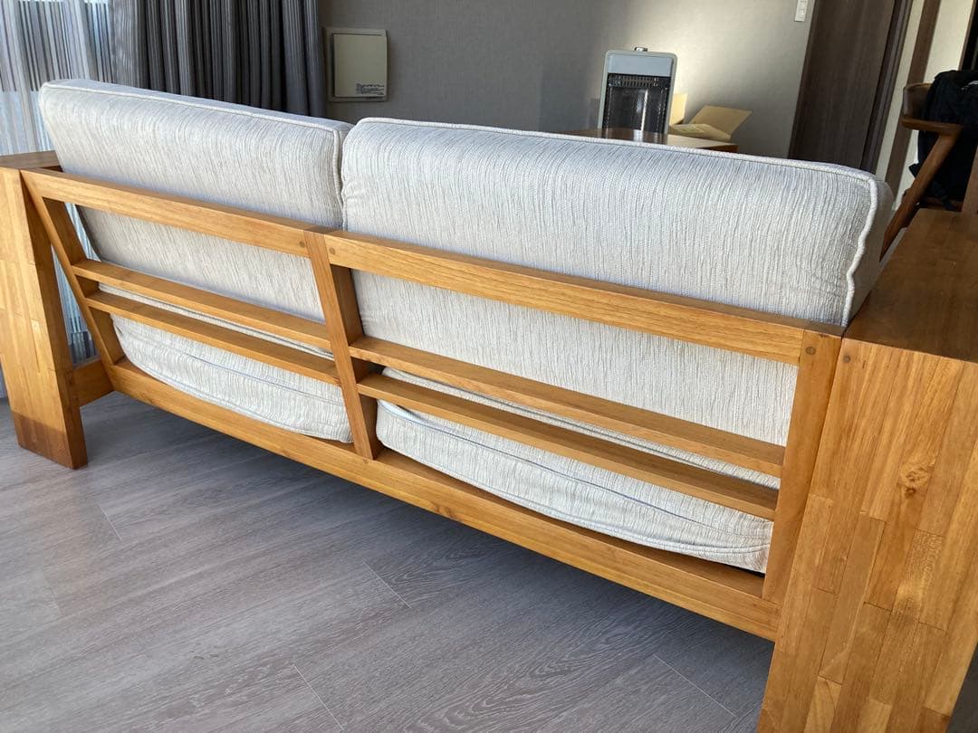 スキャンテーク　ソファ チーク材　2.5人掛けソファ