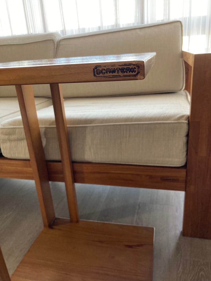 スキャンテーク　ソファ チーク材　2.5人掛けソファ