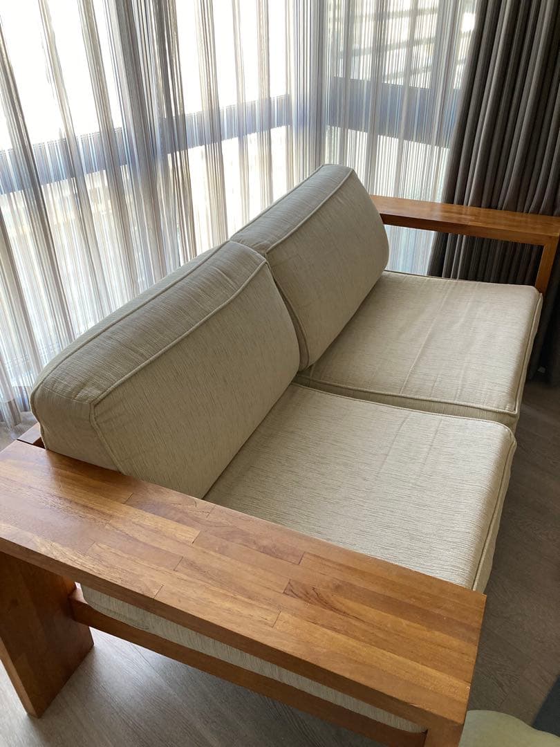 スキャンテーク　ソファ チーク材　2.5人掛けソファ