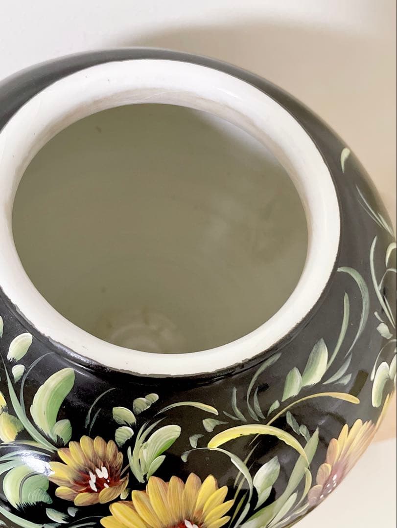 アンティーク　イタリア　フラワーベース　手描き　花模様　ピゴラロ