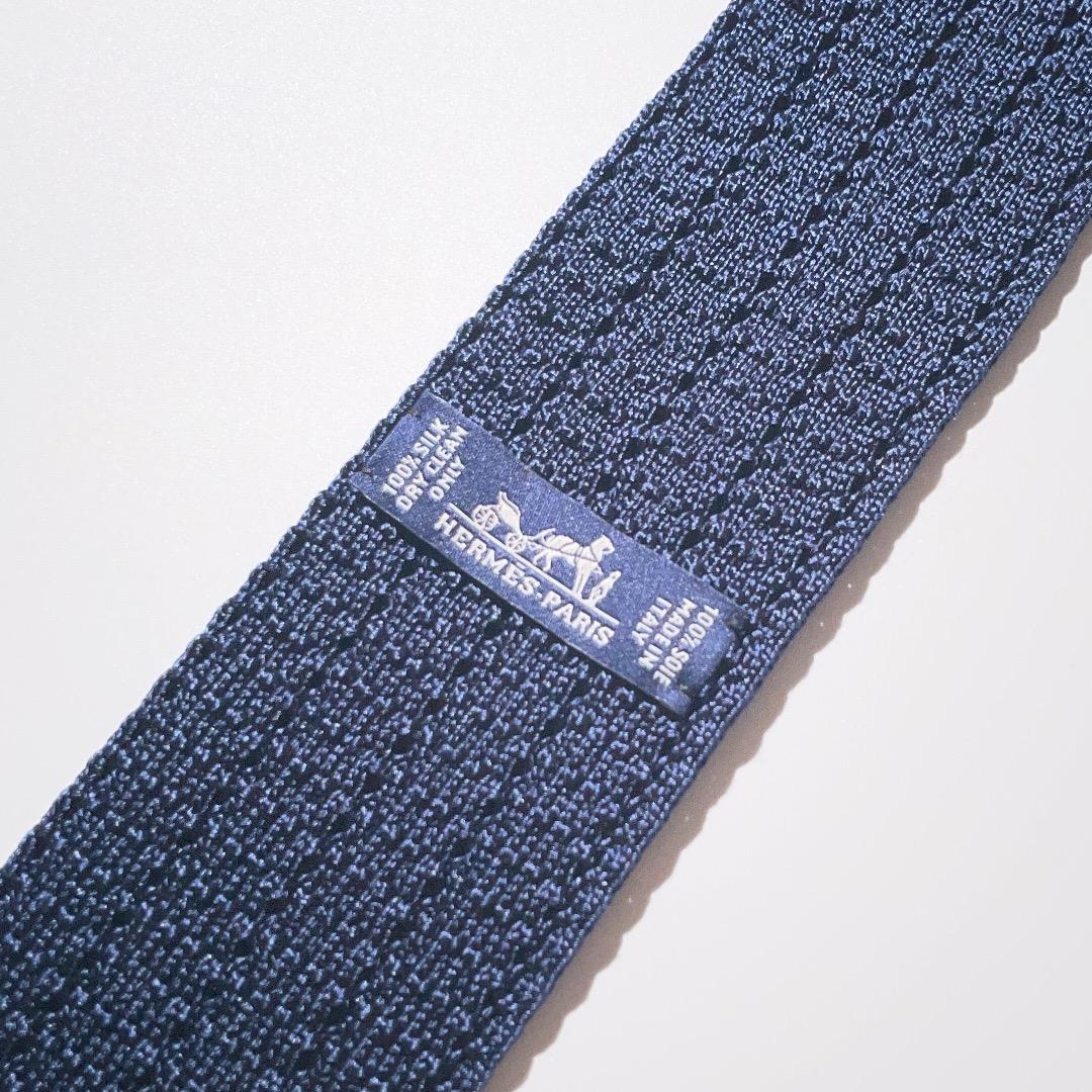 HERMES Hロゴニットタイ メッシュ シルク ネクタイ エルメス