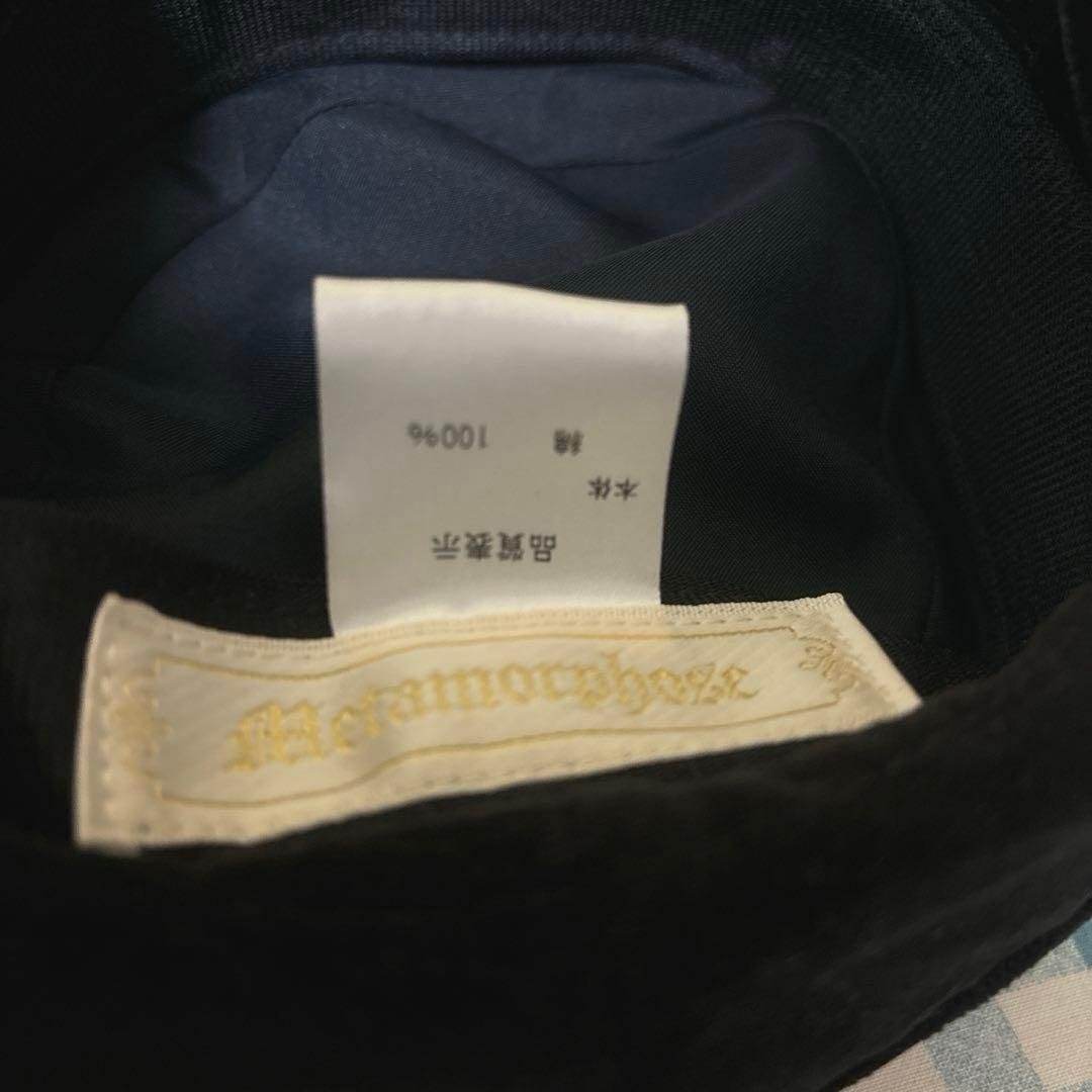 メタモルフォーゼ　別珍リボン付ミニ帽子　ブラック