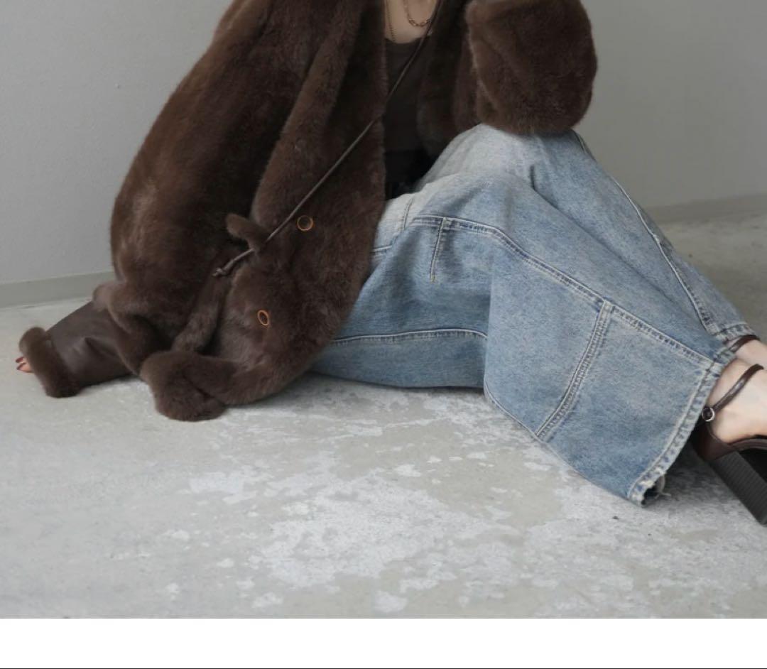 lumierエコファーノーカラーコート＋バッグ付