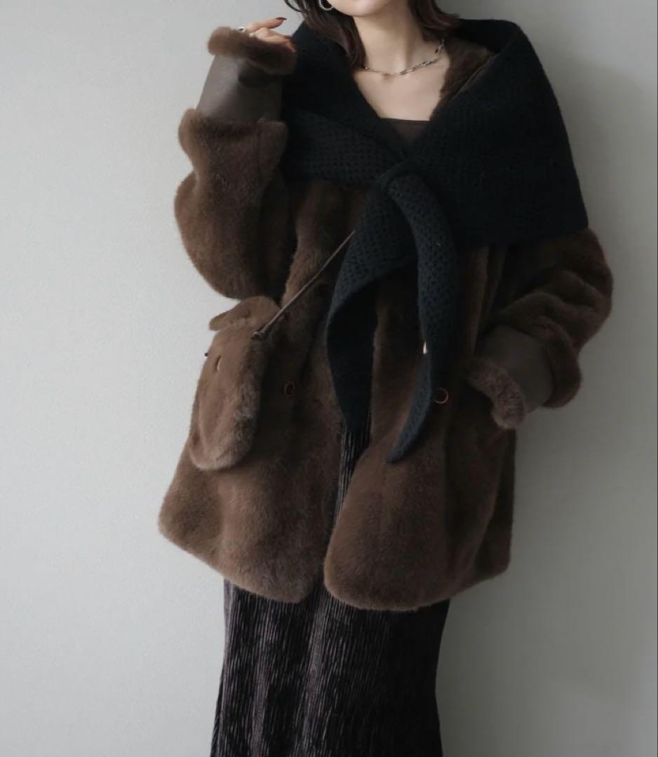 lumierエコファーノーカラーコート＋バッグ付