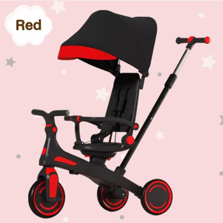 三輪車　自転車　こども用　子供用　多機能　安全　(レッド)