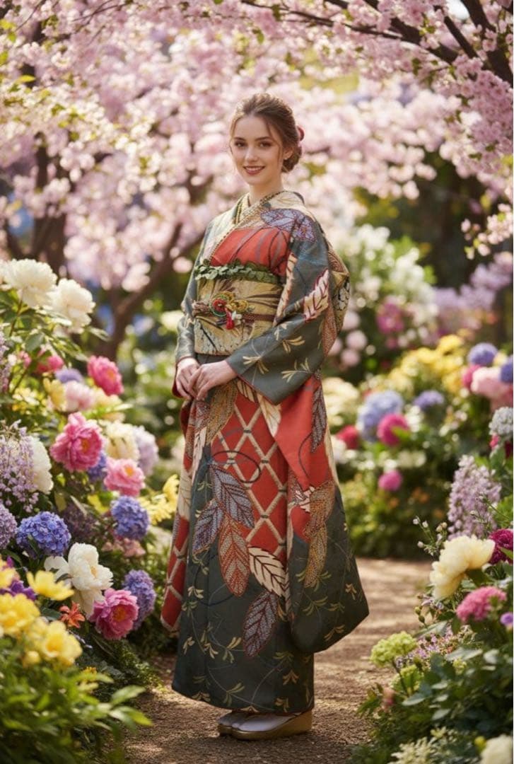 振袖フルセット✨振袖、帯、帯揚げ、帯締めと飾り、半衿用リボン、重ね襟とリボン✨