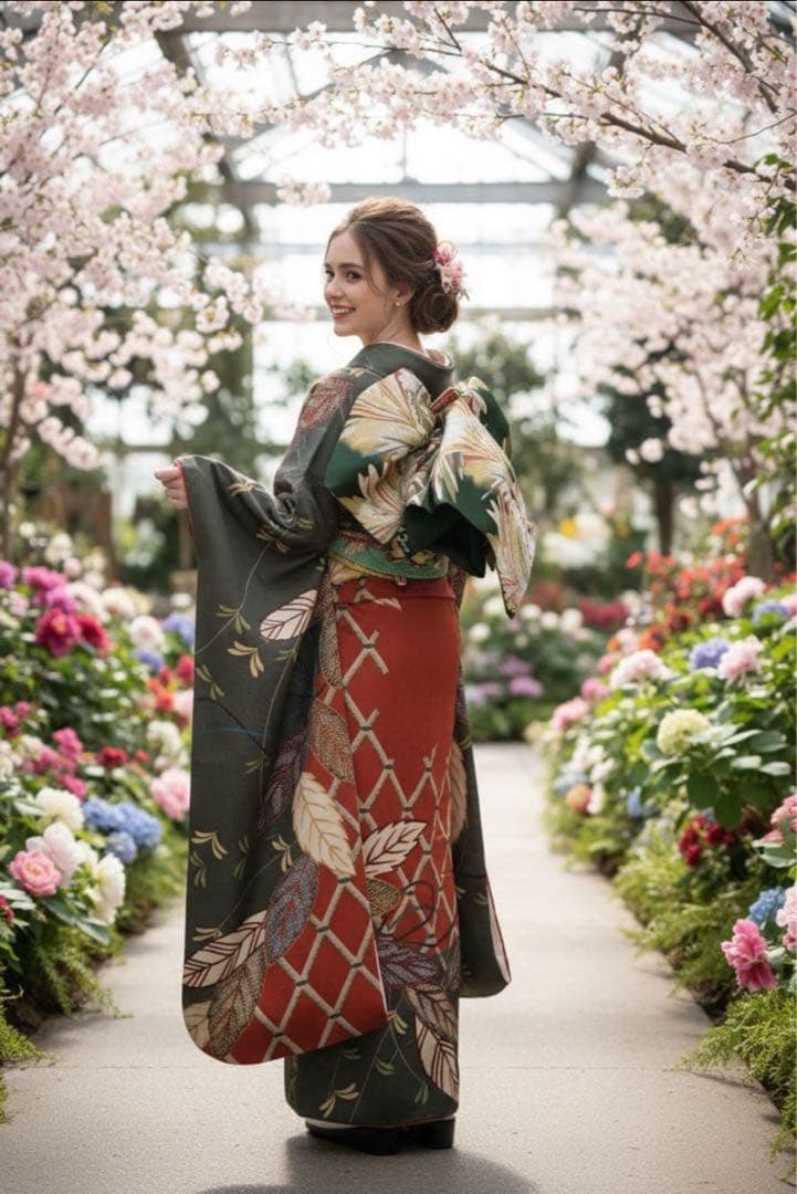 振袖フルセット✨振袖、帯、帯揚げ、帯締めと飾り、半衿用リボン、重ね襟とリボン✨