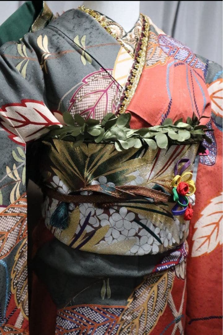 振袖フルセット✨振袖、帯、帯揚げ、帯締めと飾り、半衿用リボン、重ね襟とリボン✨