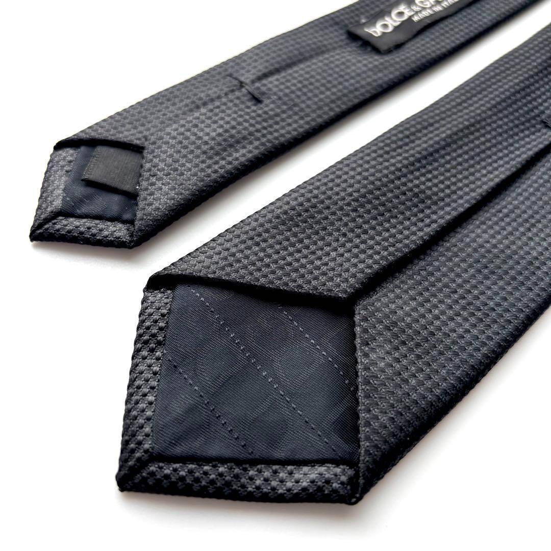 ꧁美品꧂ ドルチェアンドガッバーナ ネクタイ ナロータイ 無地 DG ブラック