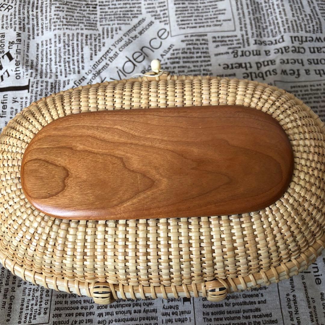 高級藤編バスケット 手提げ 和服コーデ ハンドメイド ピクニックバスケット