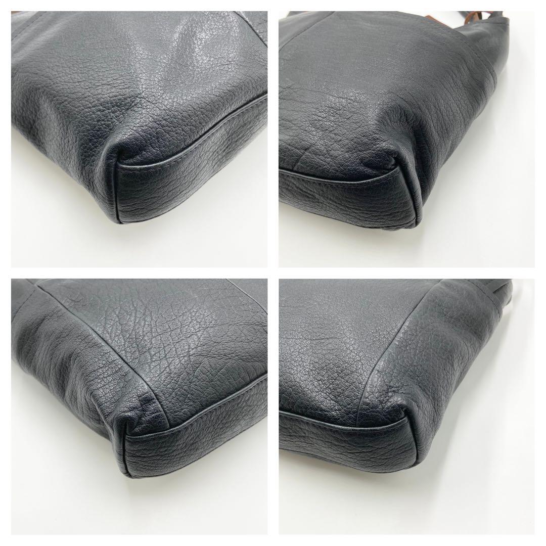 極美品　ゲンテン　タスカ　ショルダーバッグ　ロゴ刻印　レザー　ネイビー