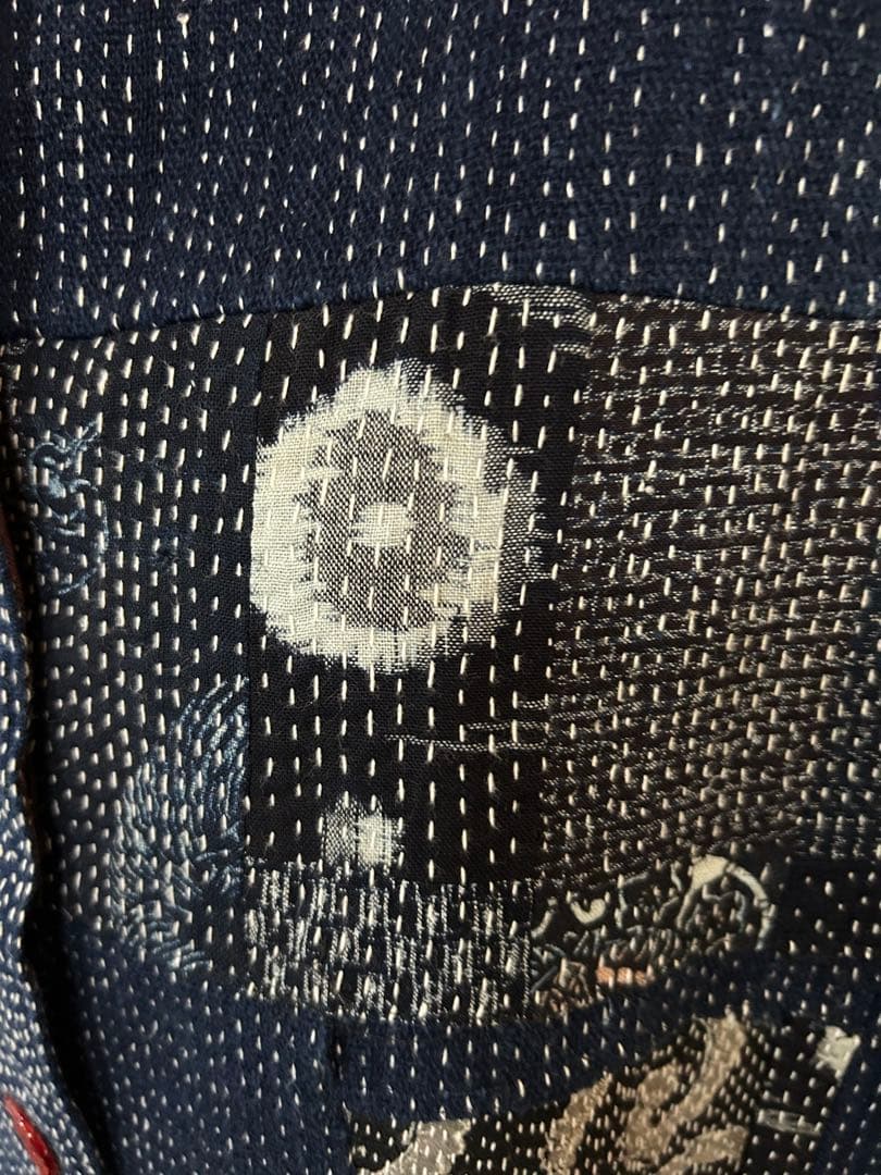 作エ門　刺子　古布リメイク　パッチワーク　絣　ベスト 作家1点物