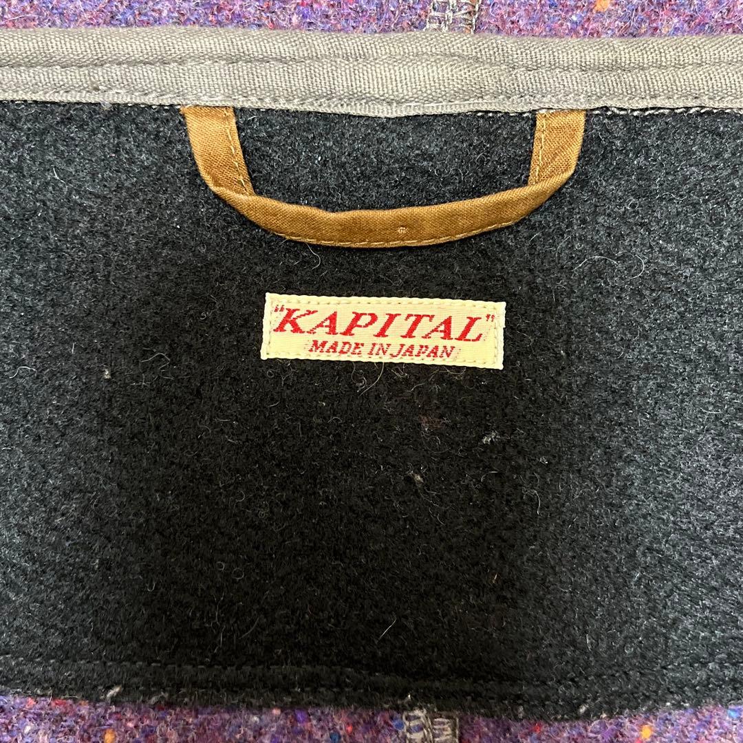 希少　キャピタル　KAPITAL　ウール二重織BIGチェック リングコート
