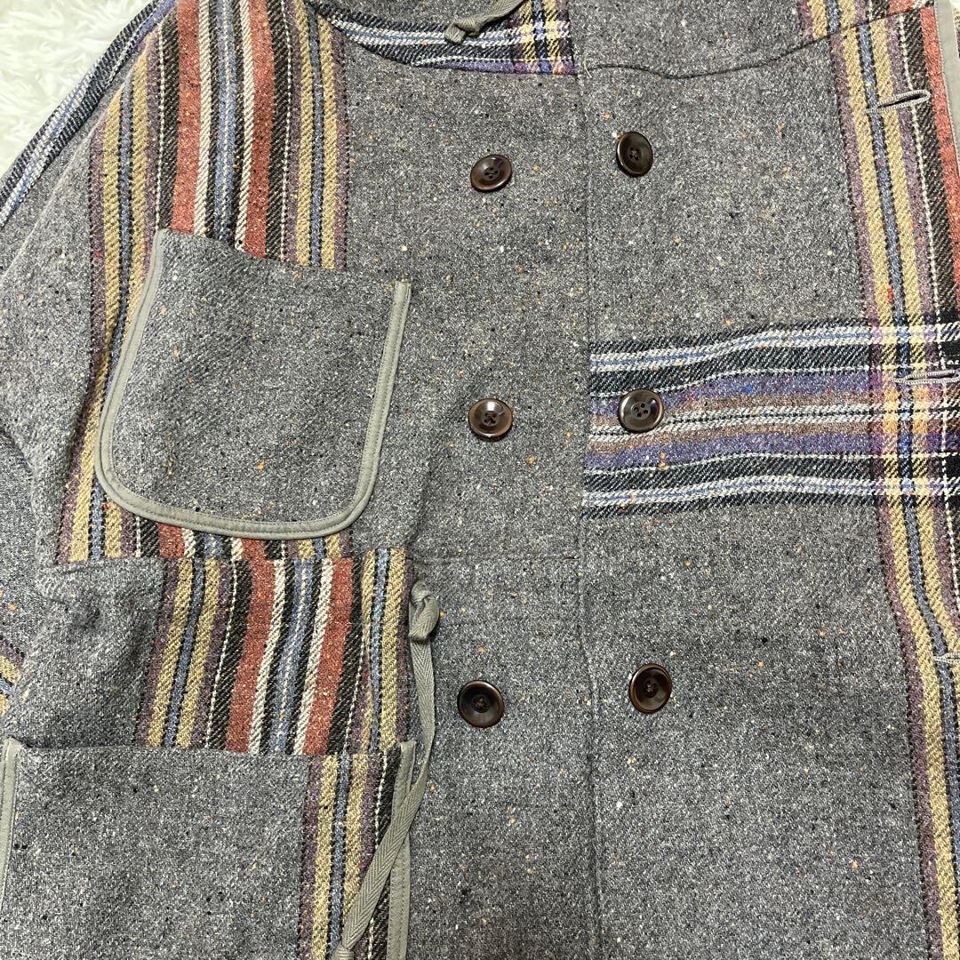 希少　キャピタル　KAPITAL　ウール二重織BIGチェック リングコート