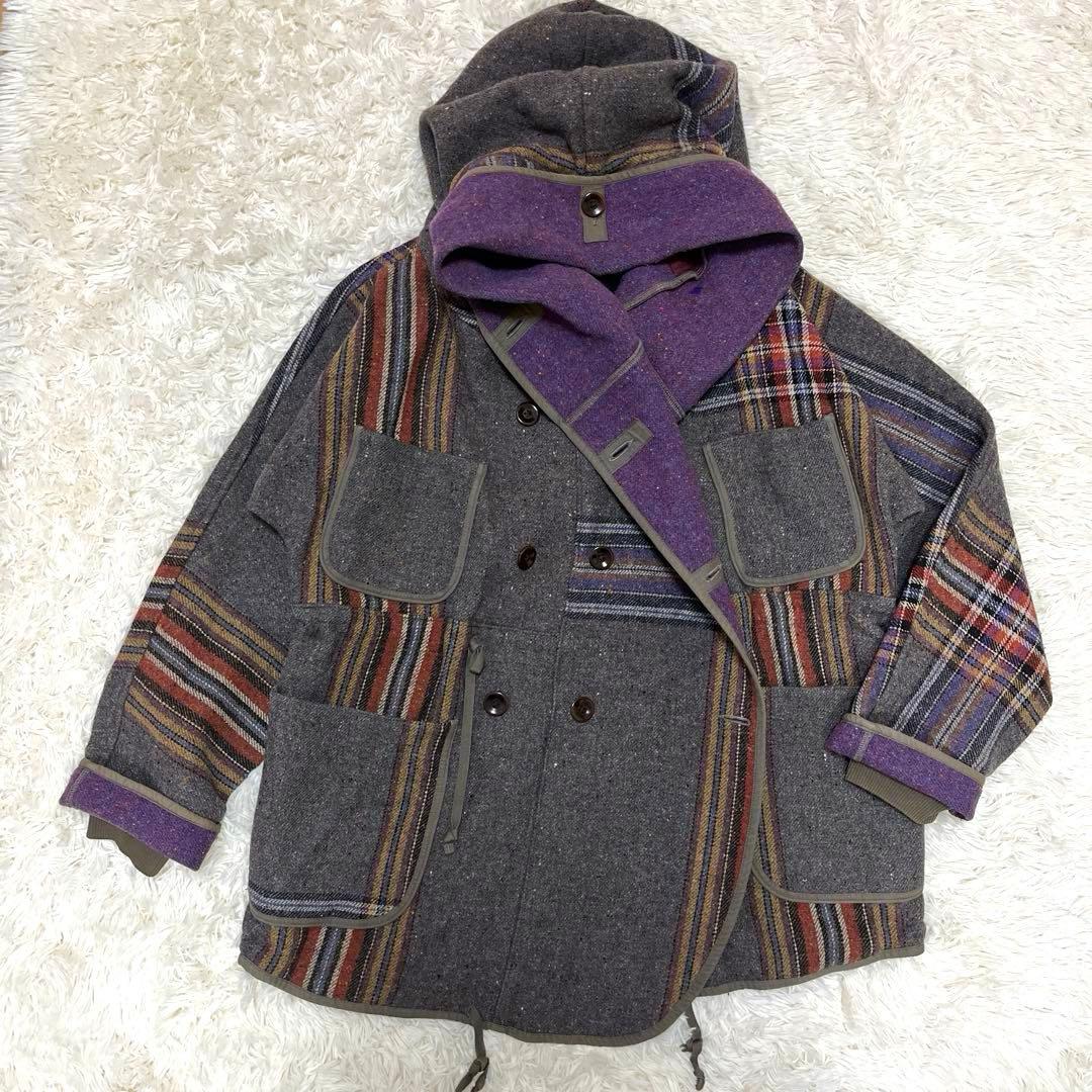 希少　キャピタル　KAPITAL　ウール二重織BIGチェック リングコート