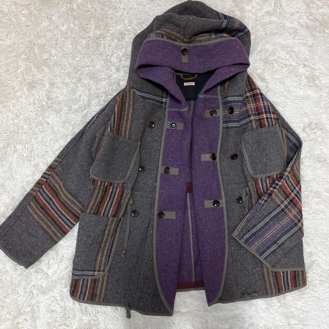 希少　キャピタル　KAPITAL　ウール二重織BIGチェック リングコート