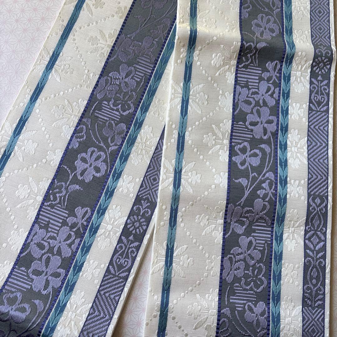 OB85本場筑前博多織小袋帯　半幅帯　椿 本袋　正絹　新品