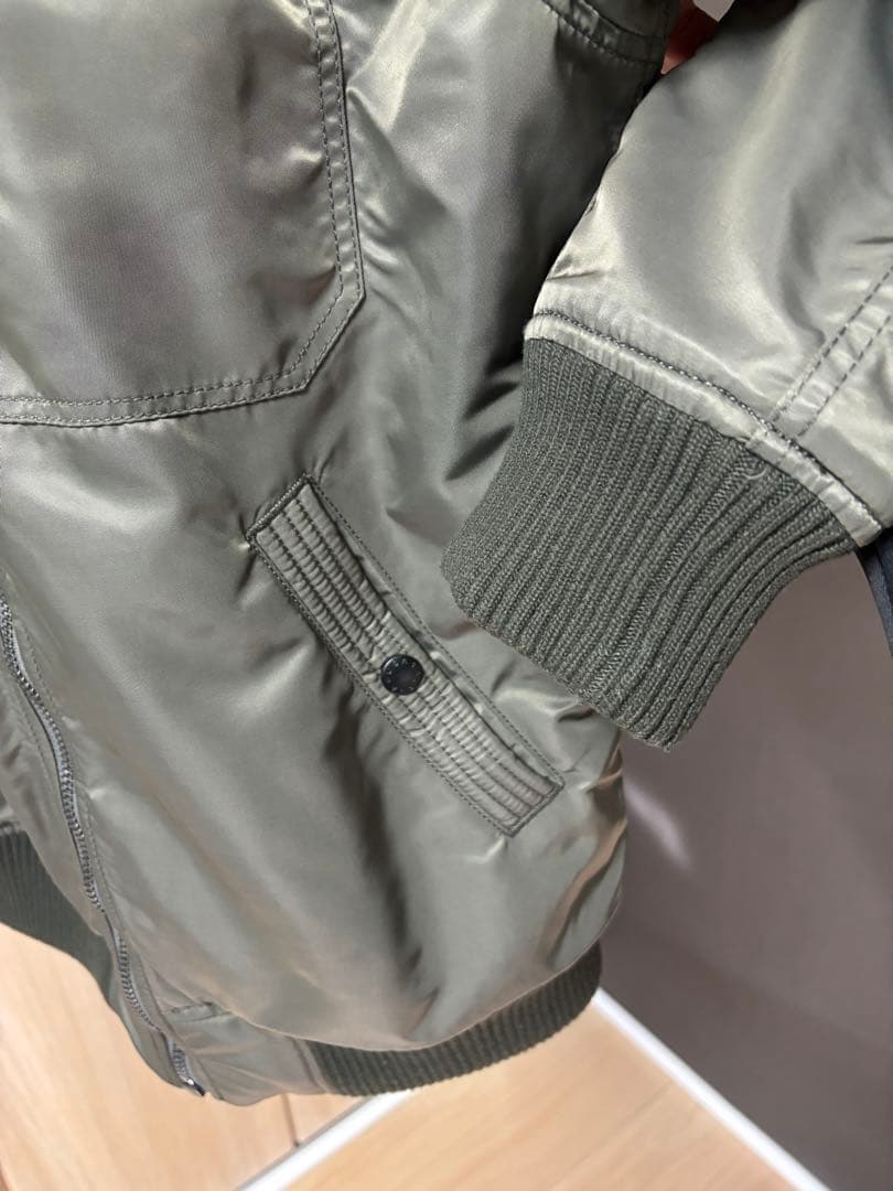 ALPHA INDUSTRIES フーデットリブジャケットカーキ　SIZE:XL