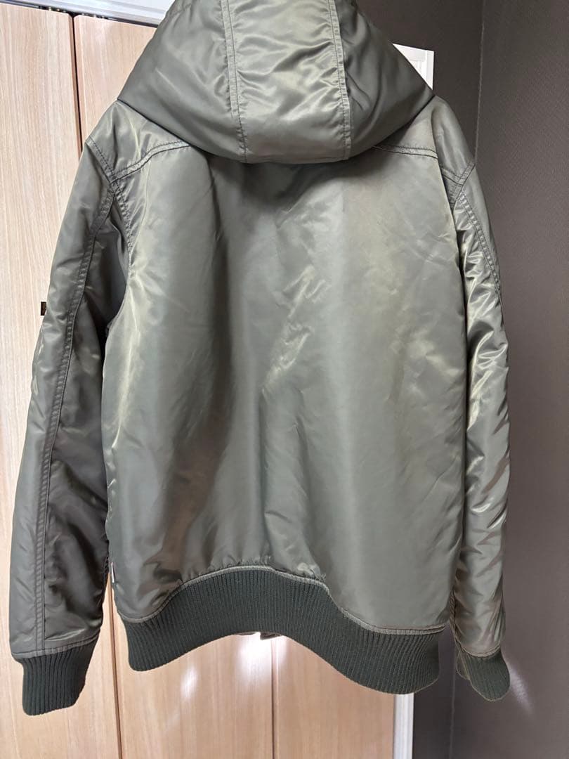 ALPHA INDUSTRIES フーデットリブジャケットカーキ　SIZE:XL