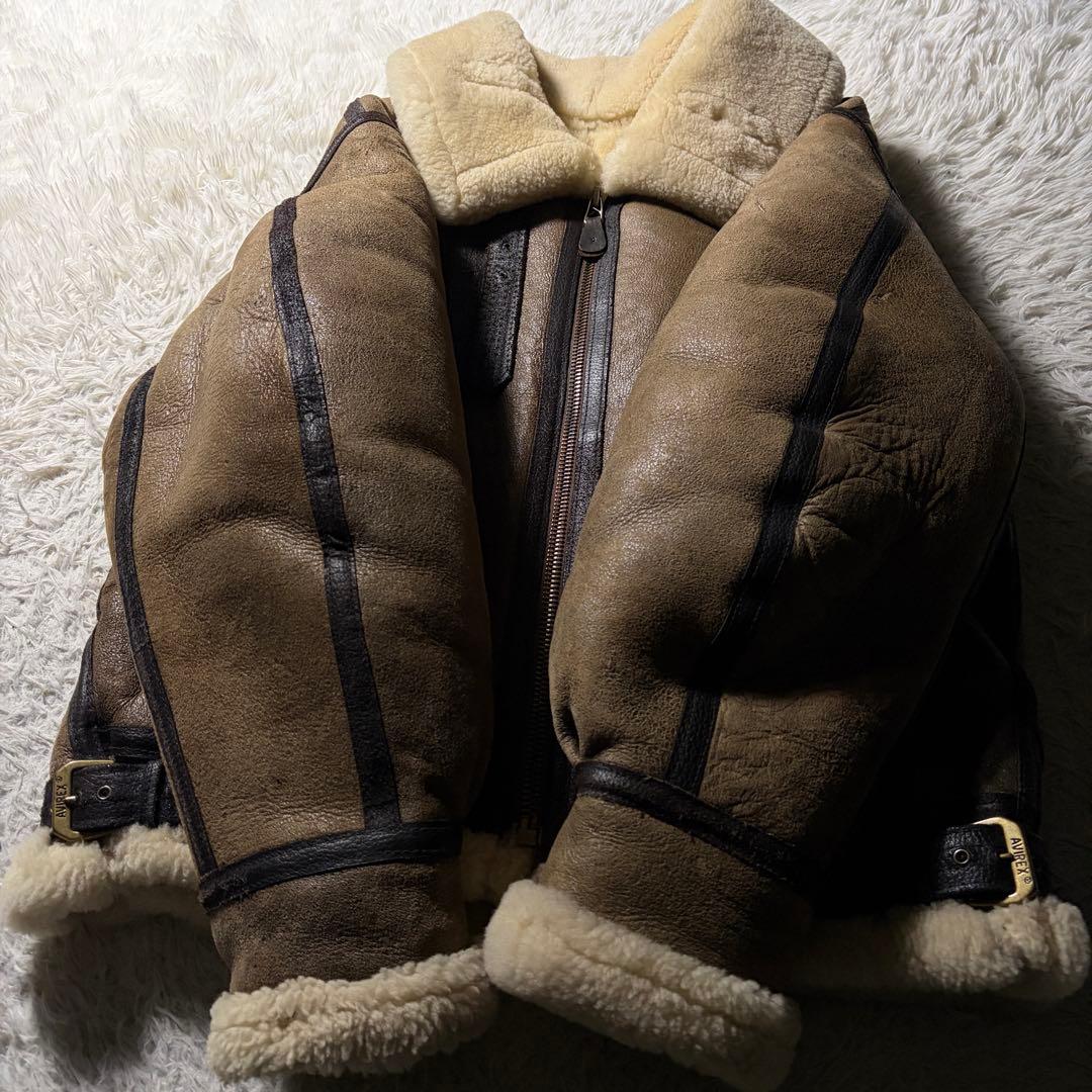 【米国製】AVIREX フライトジャケット B-3 ムートン羊革　ブラウン　40