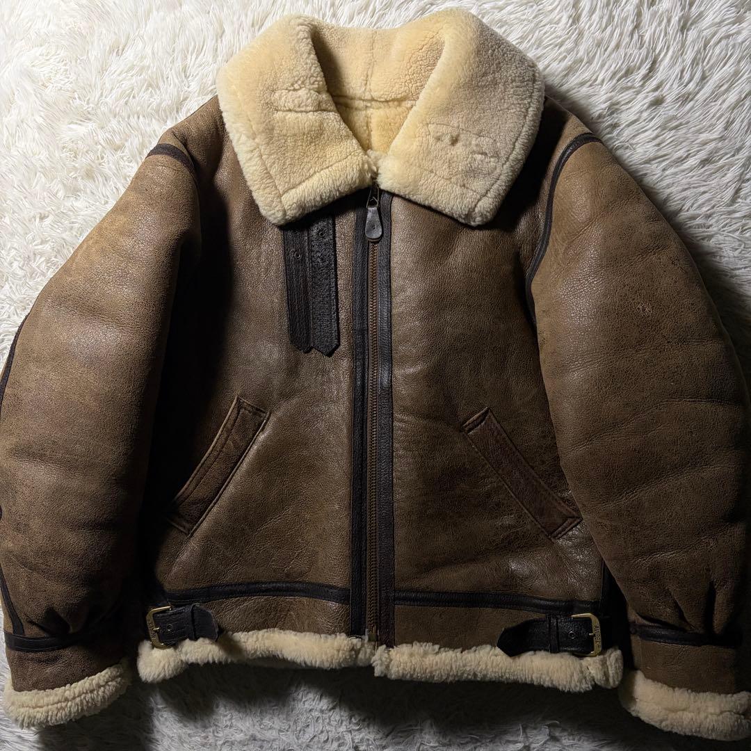 【米国製】AVIREX フライトジャケット B-3 ムートン羊革　ブラウン　40