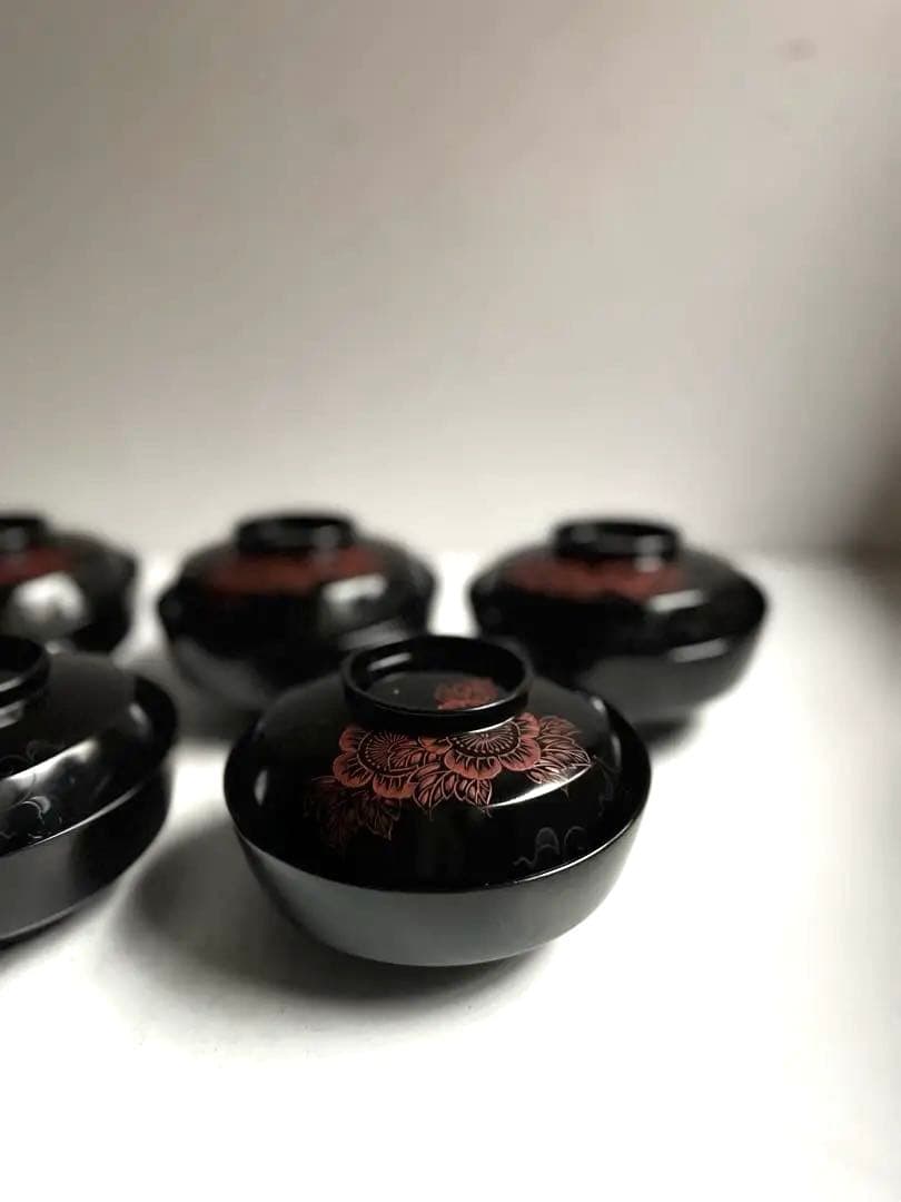 【yui＊様リクエスト】228 美術漆器 輪島塗 お椀 4点 堅牢優美布着保証