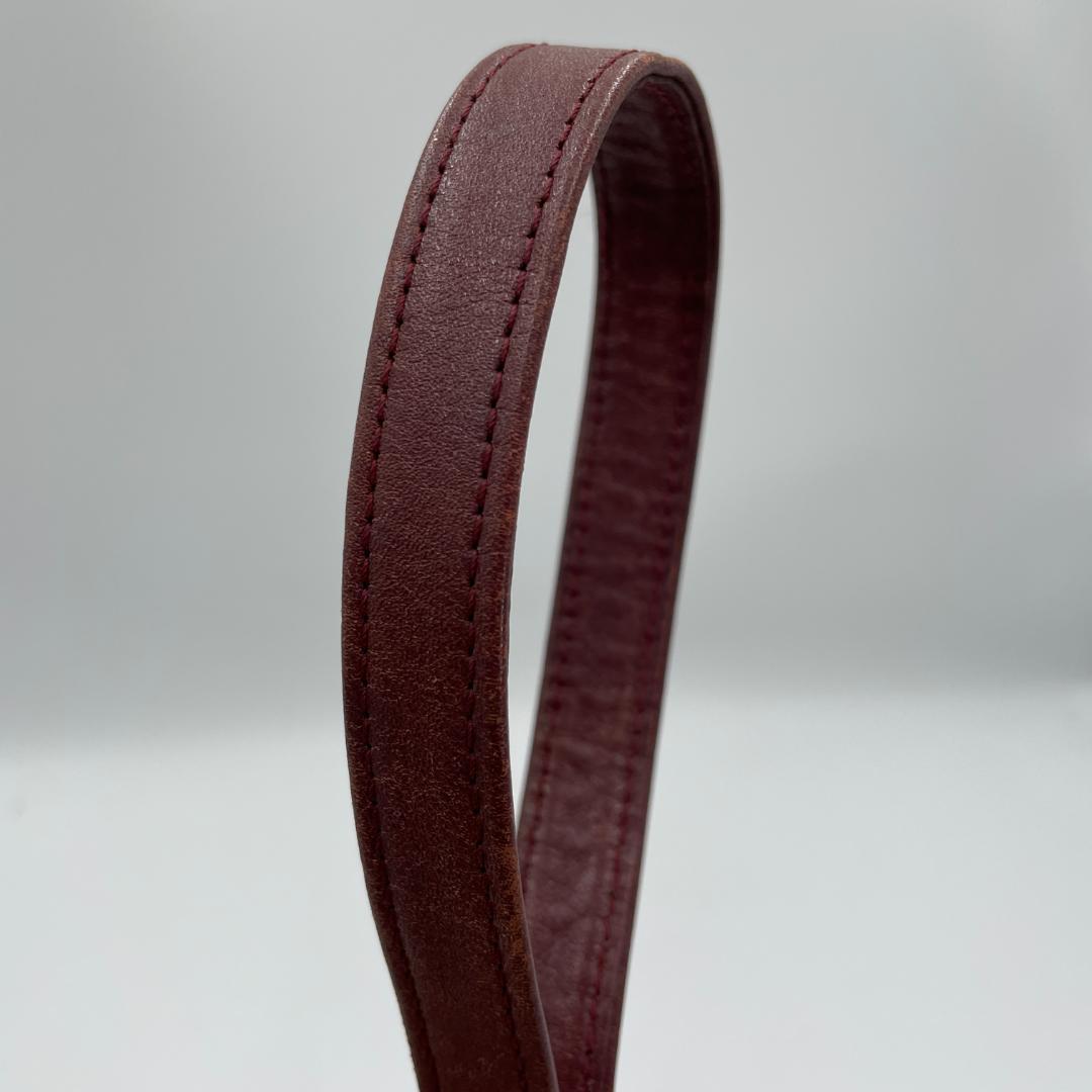 良品 Cartier ショルダーバッグ レザー ボルドー マストライン 巾着