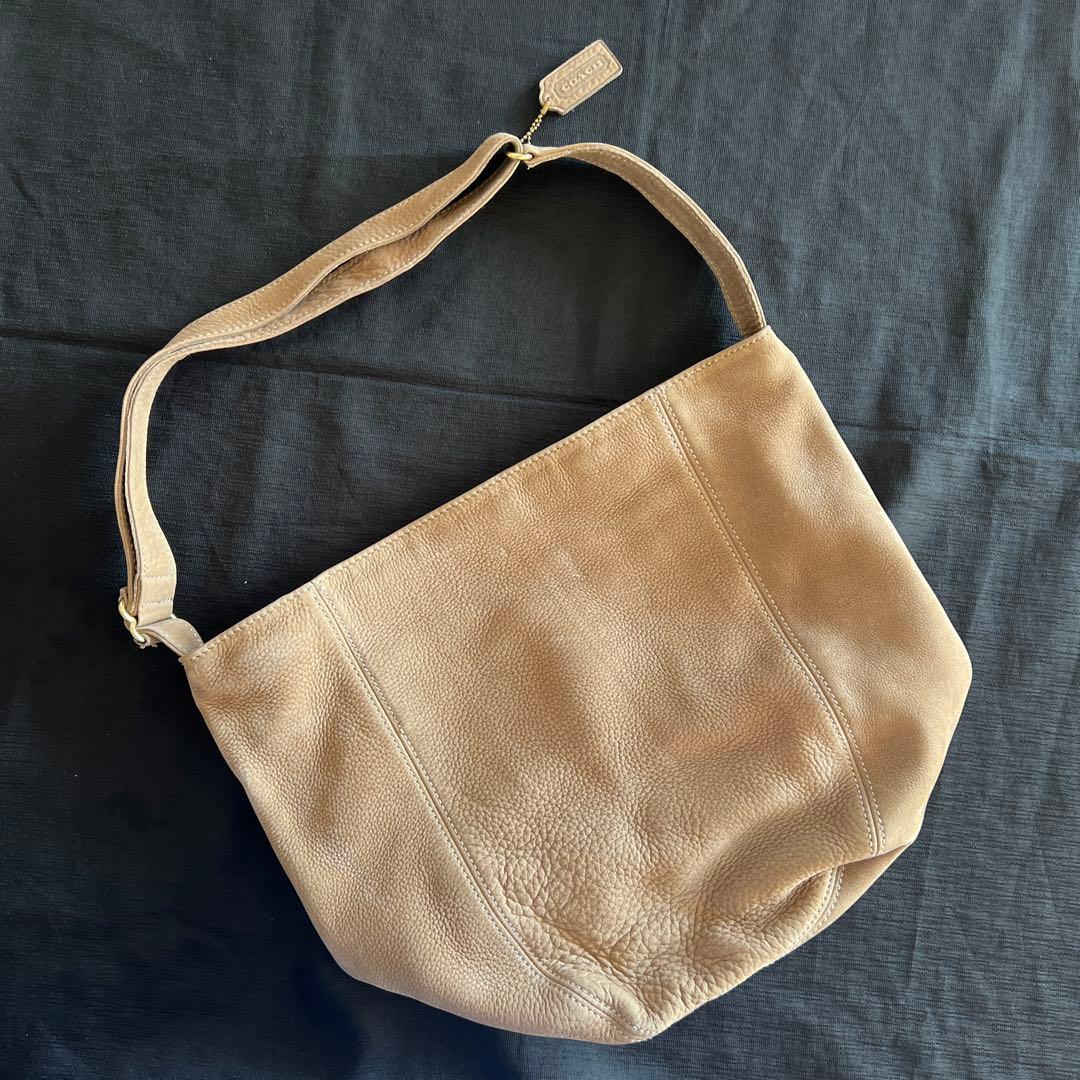 COACH ベージュ レザー ショルダーバッグ　オールドコーチ