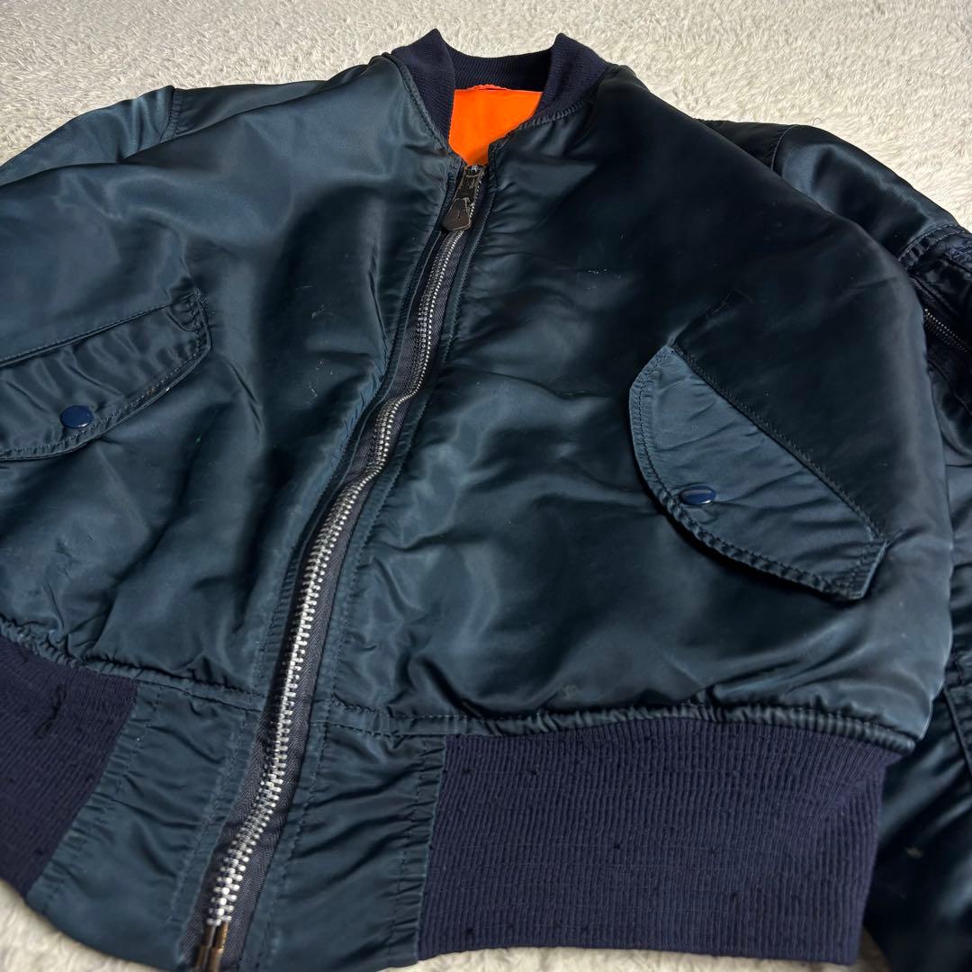 70s USA製 ALPHA MA-1 MIL-J-8279J ネイビー 米軍