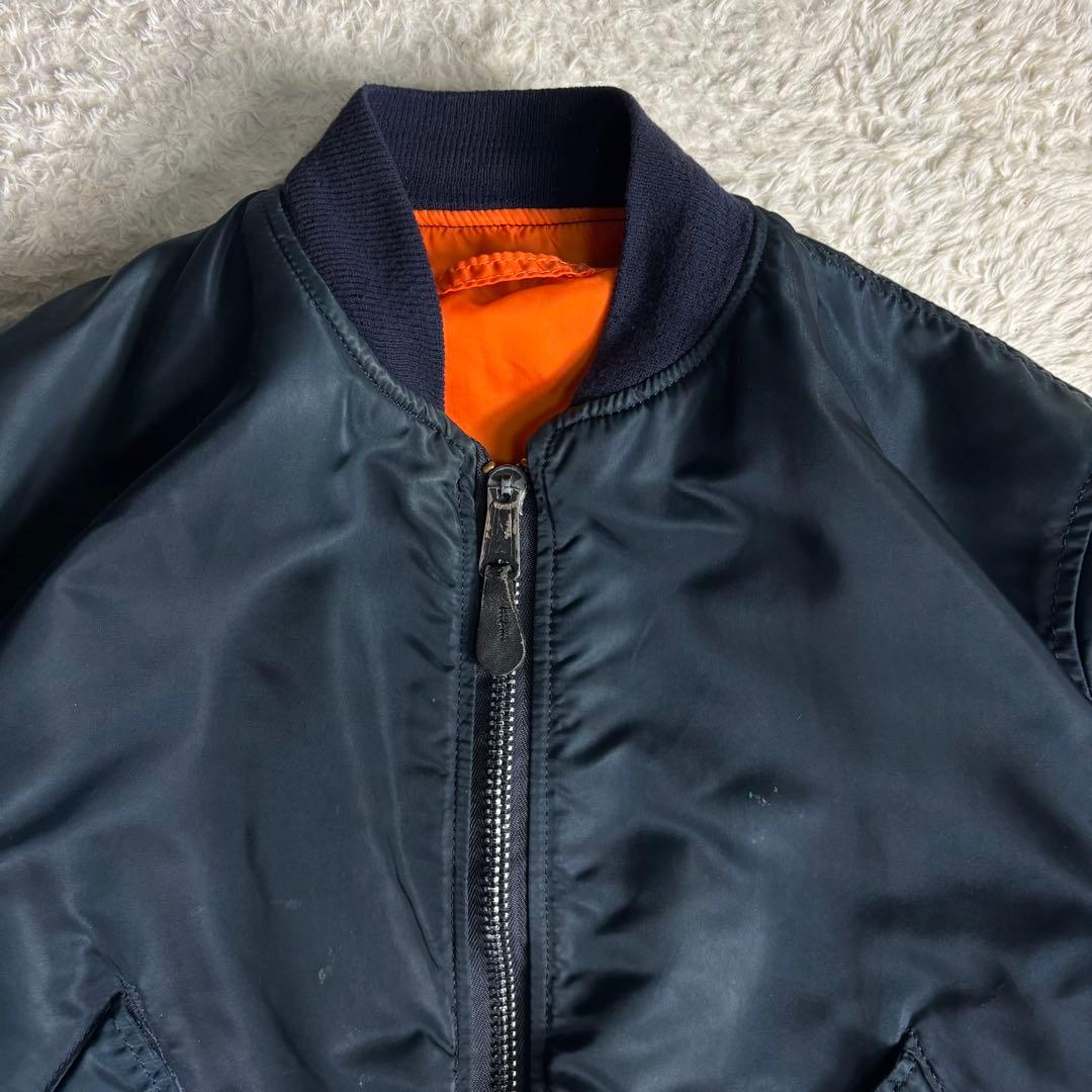 70s USA製 ALPHA MA-1 MIL-J-8279J ネイビー 米軍