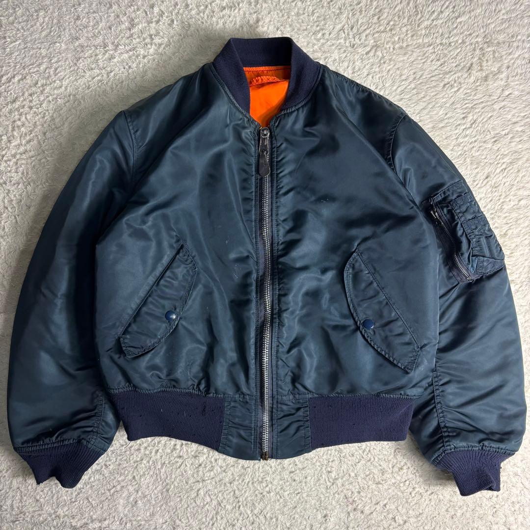 70s USA製 ALPHA MA-1 MIL-J-8279J ネイビー 米軍