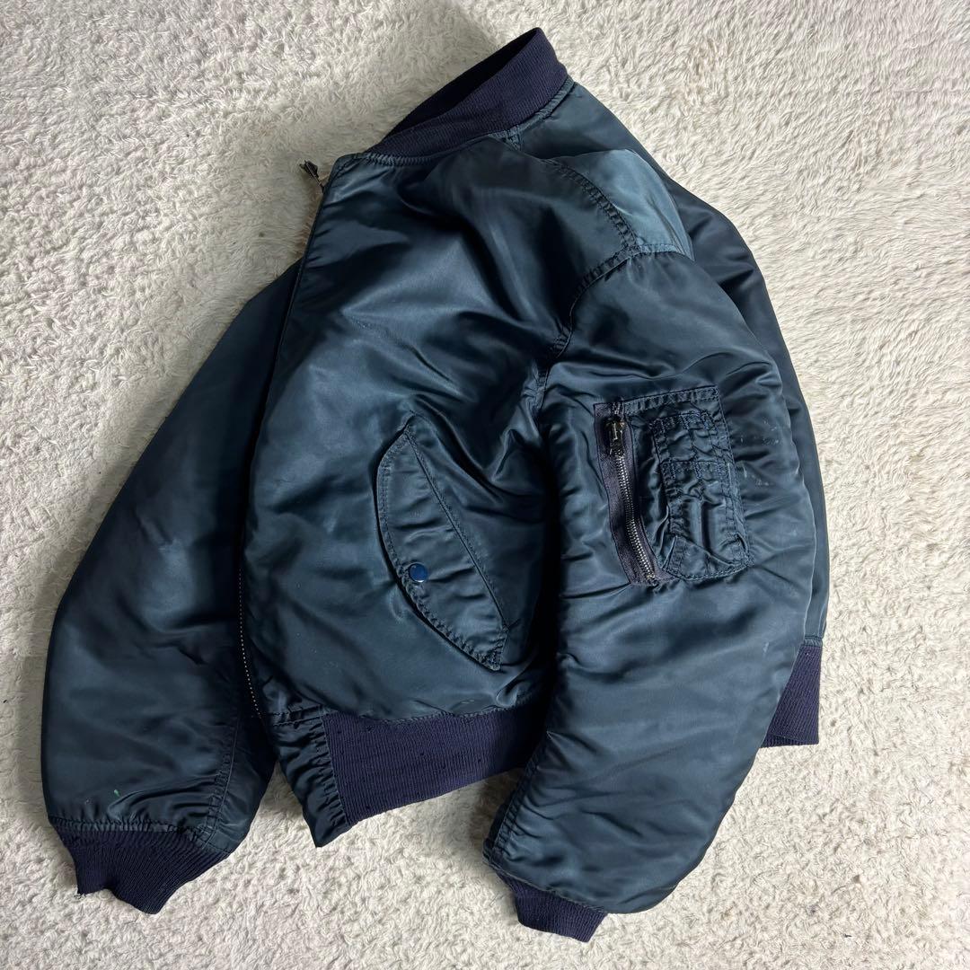 70s USA製 ALPHA MA-1 MIL-J-8279J ネイビー 米軍