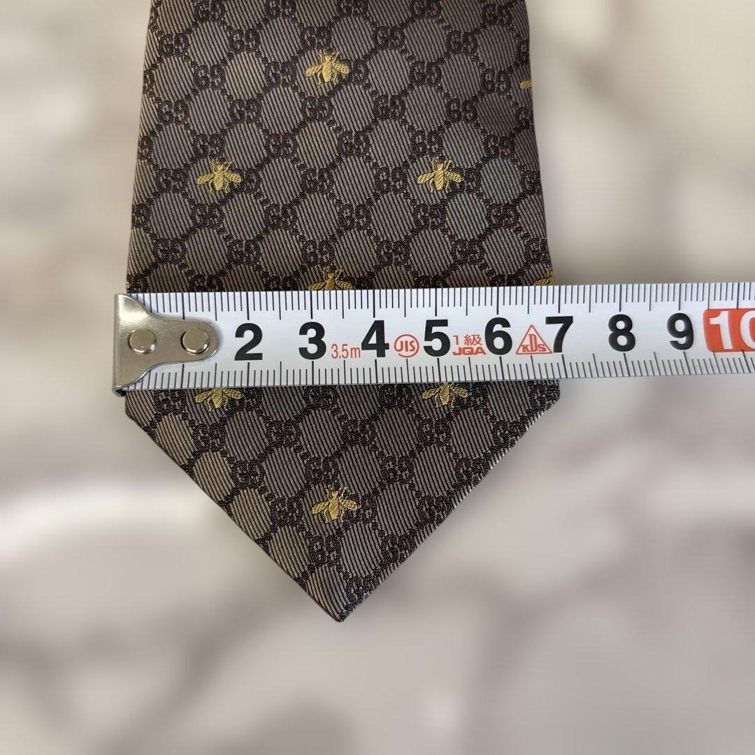 【極美品✨】GUCCI ネクタイ　GG 蜂　ビー　ブラウン系　茶　刺繍　現行タグ