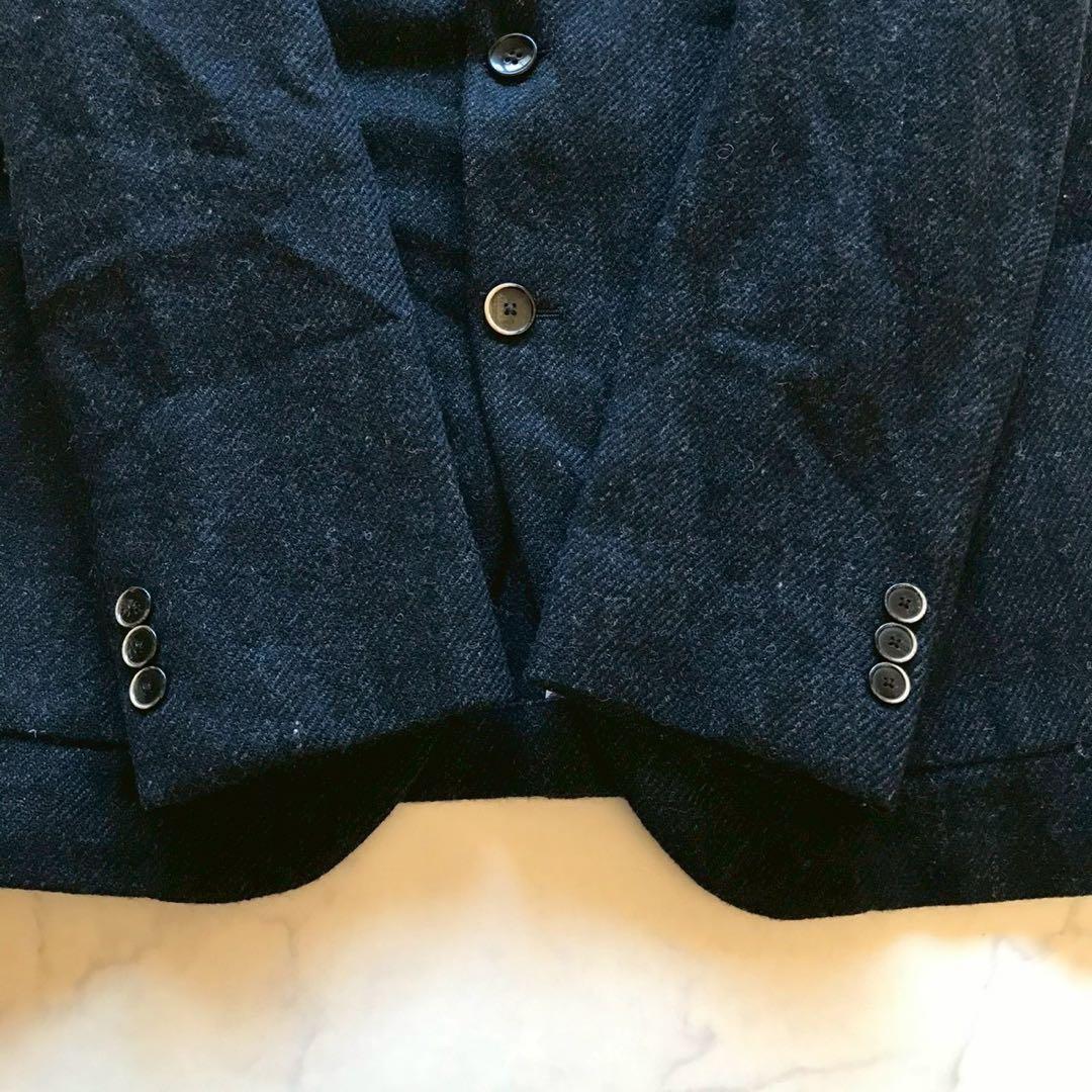 美品/XLサイズ✨エディフィス テーラードジャケット ヘリンボーン ツイード 紺