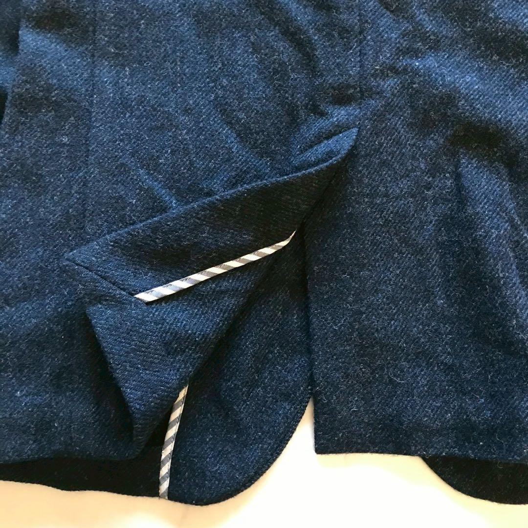 美品/XLサイズ✨エディフィス テーラードジャケット ヘリンボーン ツイード 紺