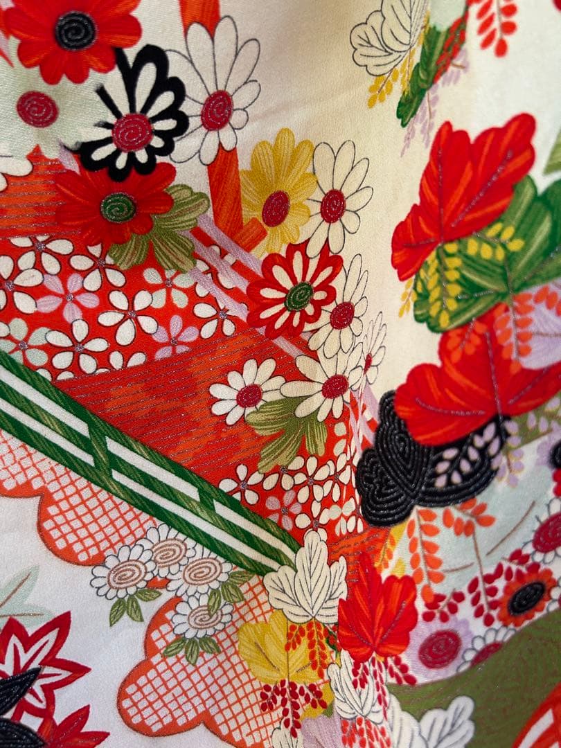 7歳　七五三　十三詣り　正絹着物　身丈152cm帯、帯揚げ、帯締め　しごき